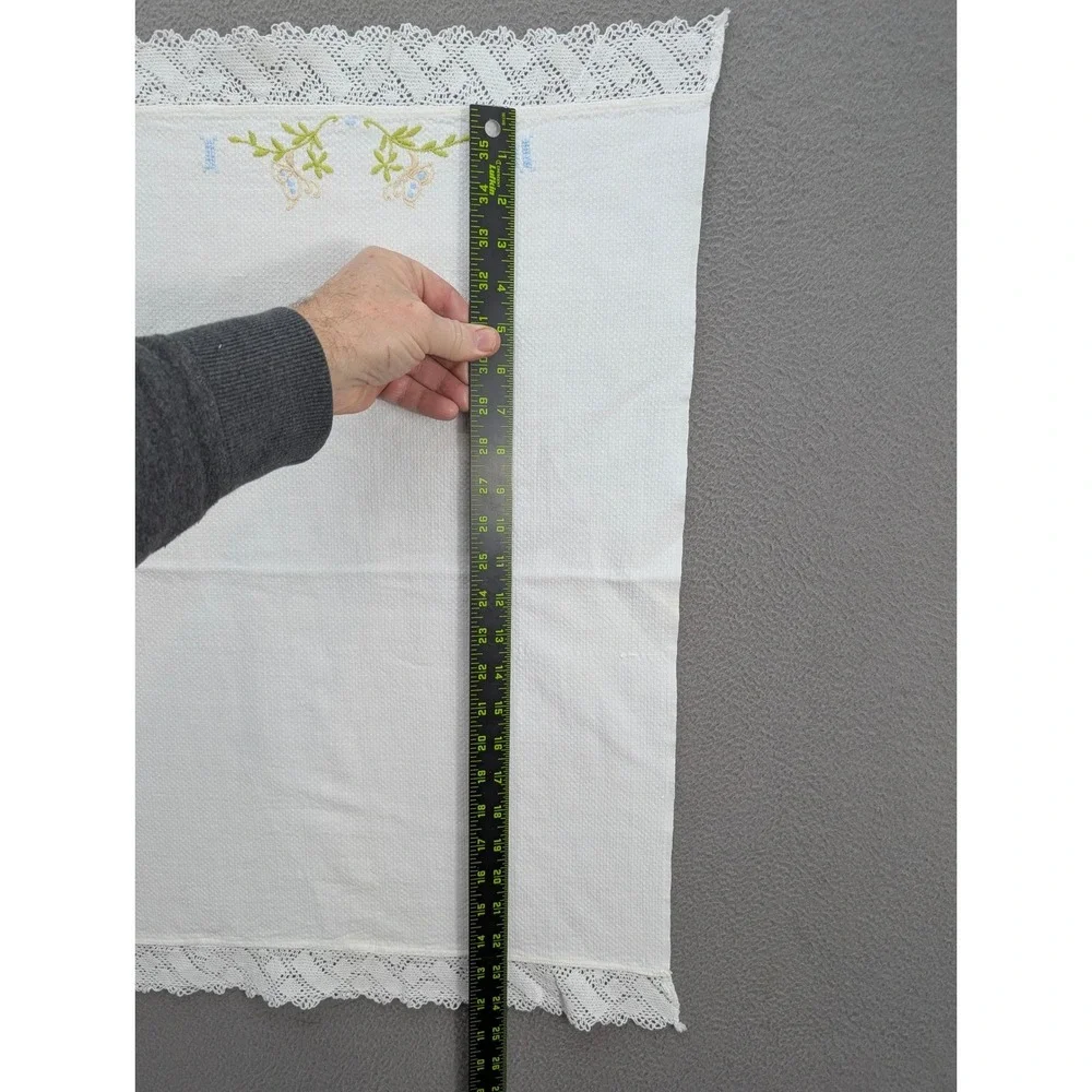 Vintage Lof of‎ 6 Embroidered Hand Towel Linen Floral Lace Trim Kitchen Boho